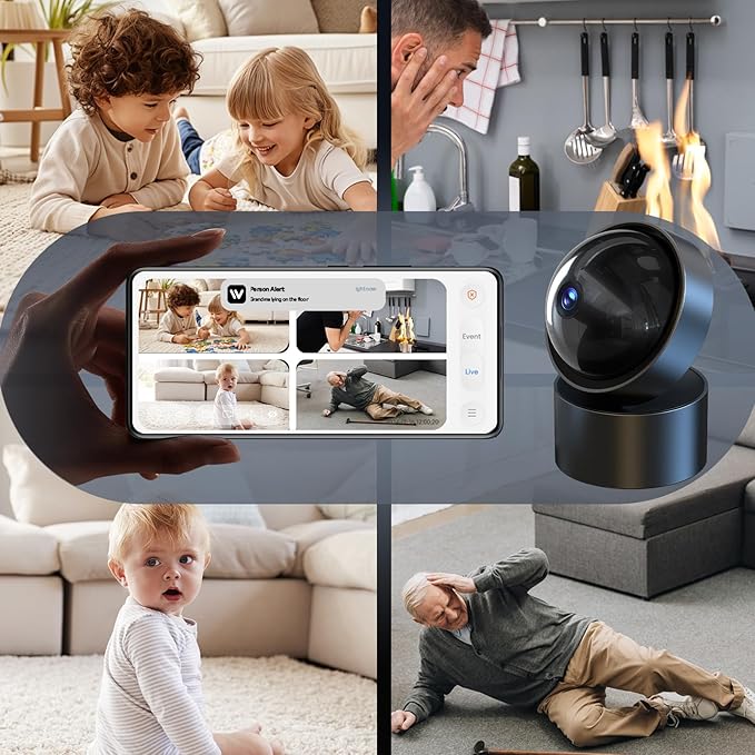 Indoor Camera - Security Camera Indoor 5G&2.4G WiFi Cameras for Home Security Instant 911 Alert, Pan/Tilt Baby Monitor/Dog/Pet Camera AI Motion Detection Night Vision, Speaker, US Cloud Storage 2Pack