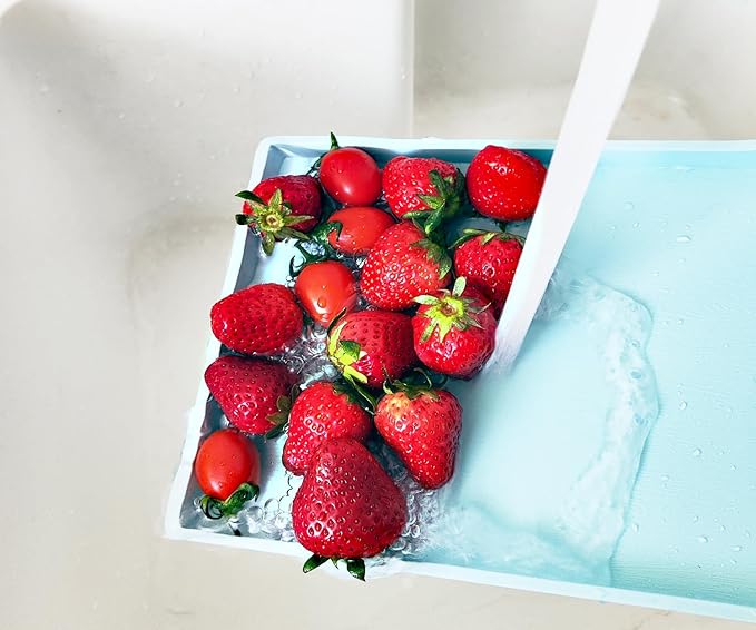 Blue Small Serving Tray (9.5 x 7 inch), Countertop Organizer for Bathtub Bathroom Vanity Items, Serving Accessory, Coffee, Drinks, Tea, Party, Spa, Perfume and Display Use.