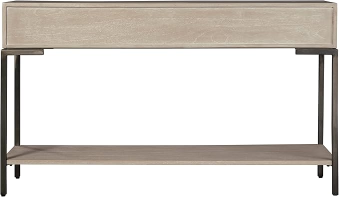 Hekman Furniture Sofa Table Scottsdale Finish, 2 Box Drawers Single Bottom Shelf Square Metal Legs Wooden Surface, Mindi Veneer Solid Material Best Coffee Table for Living Room & Home Decor