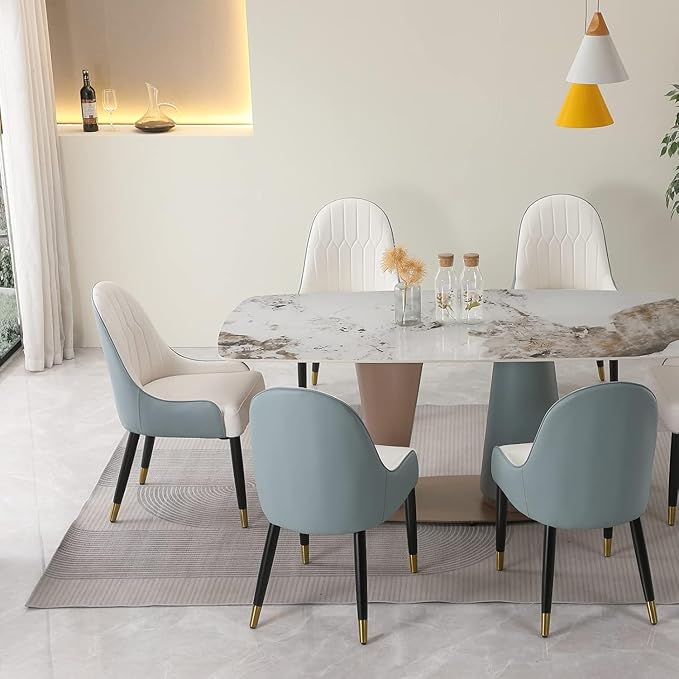 Dining Chairs Set of 2, Modern Faux Leather Dining Wood Legs for Living Kitchen Dining Room