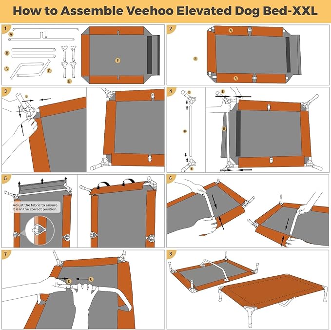 Veehoo Outdoor Elevated Dog Cot Bed, Cooling Raised Pet Bed for XX-Large Dog, Washable Breathable Mesh Hammock Bed with No-Slip Feet, Indestructible Ground Off Training Platform Cot-59"x37.5" Black