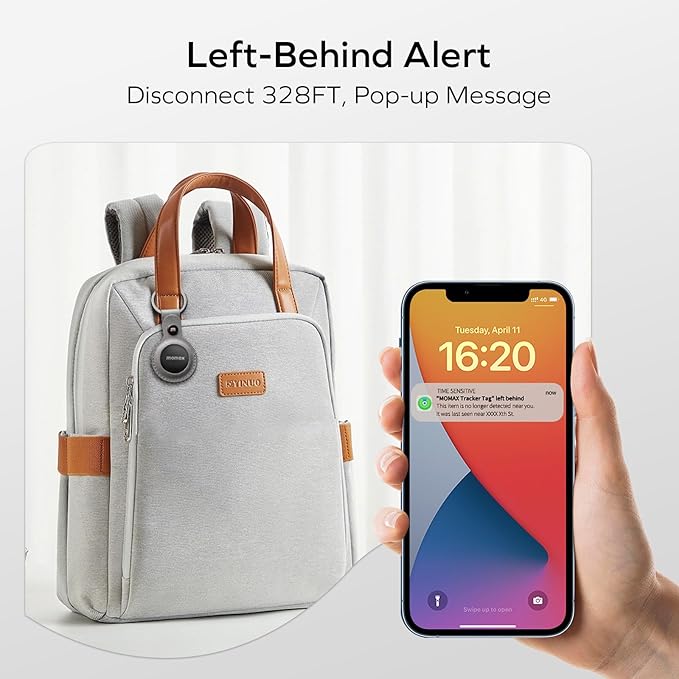 MOMAX Item Finder, Lost Key Finder Works with Apple Find My(iOS Only), Finder with APP, Sound Location, 1 Year Replaceable Battery, Key Locator for Luggage, Suitcase, Wallet