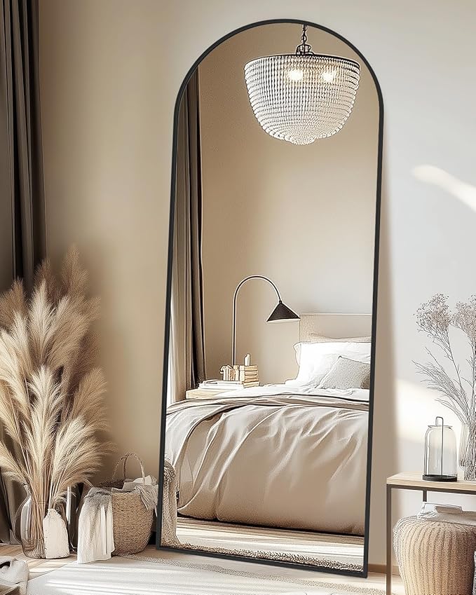 Floor Mirror, 64"×21" Full Length Mirror with Stand for Bedroom Living Room, Black