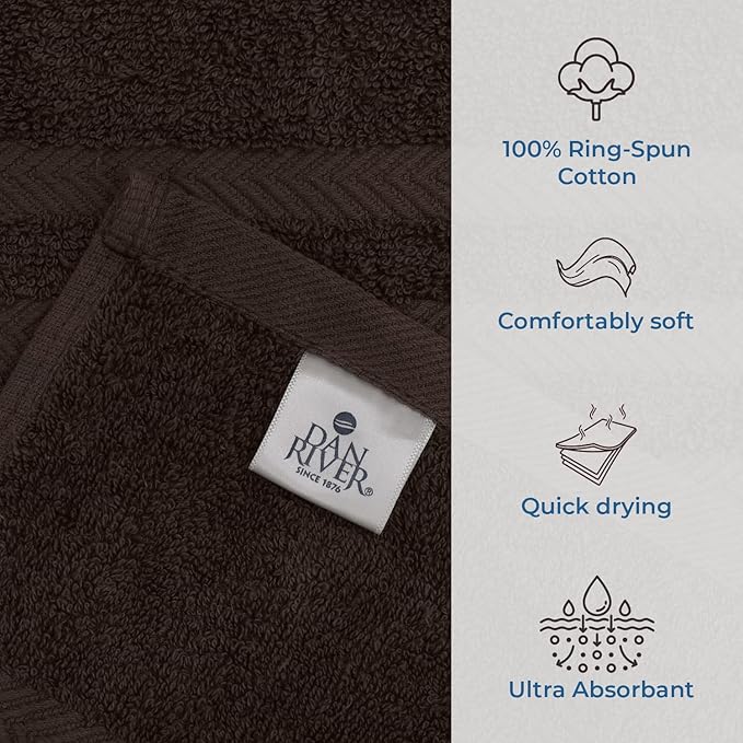 DAN RIVER 2 Pack Luxury Bath Sheets 35x70, 600 GSM, Soft & Quick Dry 100% Ring Spun Cotton Towels Ideal for Hotels, Spas, Gyms & Salons Extra Large, Brown