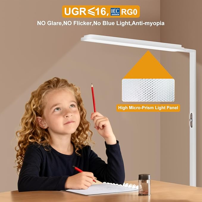 LED Floor Lamp,Full Spectrum 4000K Natural Daylight Eye-Caring Reading Lamp,Dimmable Light,Multiple Diffuse Reflections Aluminum Tall Standing Lamp for Living Room Kids Study Home Office - White
