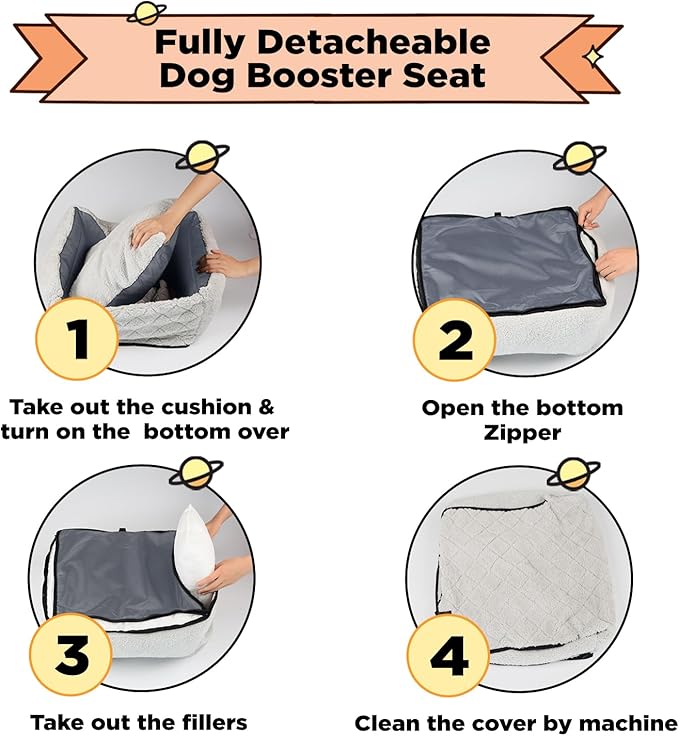 Car Seat Suitable for Small Dogs, Pet CarSeat with Storage and Clip-On Safety Tether, Fully Removable and Washable Dog Car Seat, Dogs Booster Seat Suitable Small Medium Dog