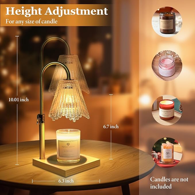 Candle Warmer Lamp with Timer Dimmable, Birthday Gifts for Women Mom, House Warming Gifts New Home Decor, Wax Melt Warmer for Jar Candles with 2 Bulbs