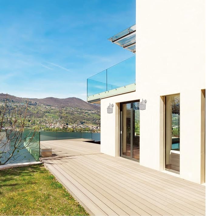 LIT-PaTH Dusk to Dawn Outdoor Wall Lantern, White Large Exterior Wall Light Fixture, E26 Base, Anti-Rust Aluminum Porch Lighting for Outside, Patio, Garage, 1 Pack