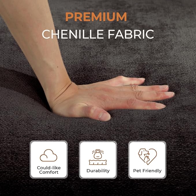 35" Large Storage Ottoman for Living Room, 7.8" Deep Seat Rectangular Ottoman Foot Rest for Couch, Chenille Storage Footstool Load 350 lb （Dark Dray）