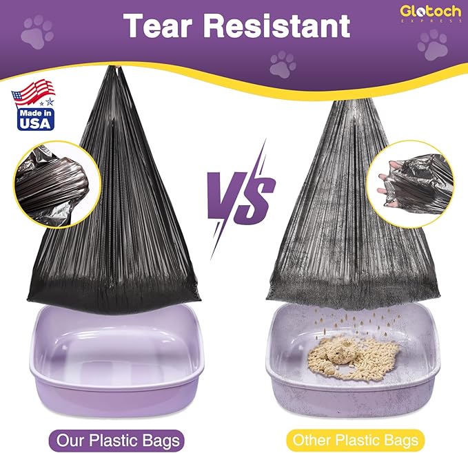 Glotoch 500 Count Economical Cat Litter Bags 4 Gallon Black, Leak-Proof, Disposable Cat Waste Trash Bags for Pet Poop, Plastic T-shirt doggy bag for Kitty Waste Garbage 12" x 6.5" x 21"