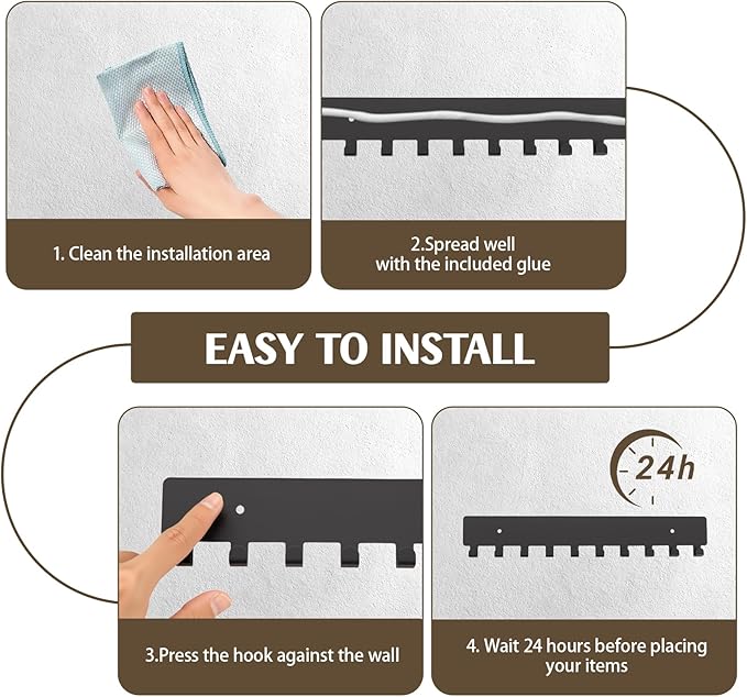 2 Pack Key Holder Wall Mount with 10 Hooks & Includes Screws, Car Key Holder for Wall, Kitchen Hooks, Keys Holders for Entryway, Hallway, Living Room (Black)