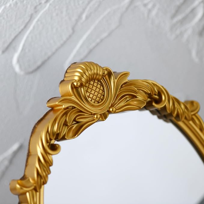 Vintage Vanity Makeup Mirror,Decorative Baroque Table Standing Mirror (Gold)