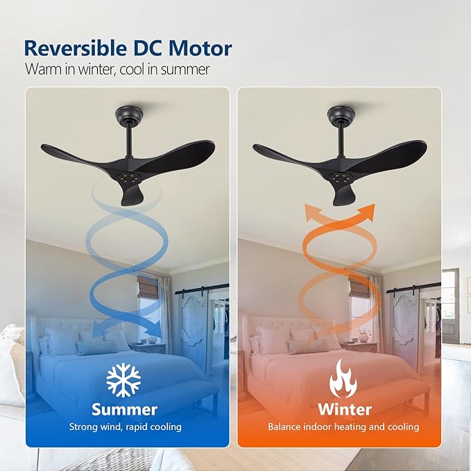 36 Inch Solid Wood Black Ceiling Fan with Remote,Ceiling Fan no Light,6 Speeds,Noiseless,Reversible DC Motor,Modern Ceiling Fans without Lights for Bedroom Farmhouse Kids Room