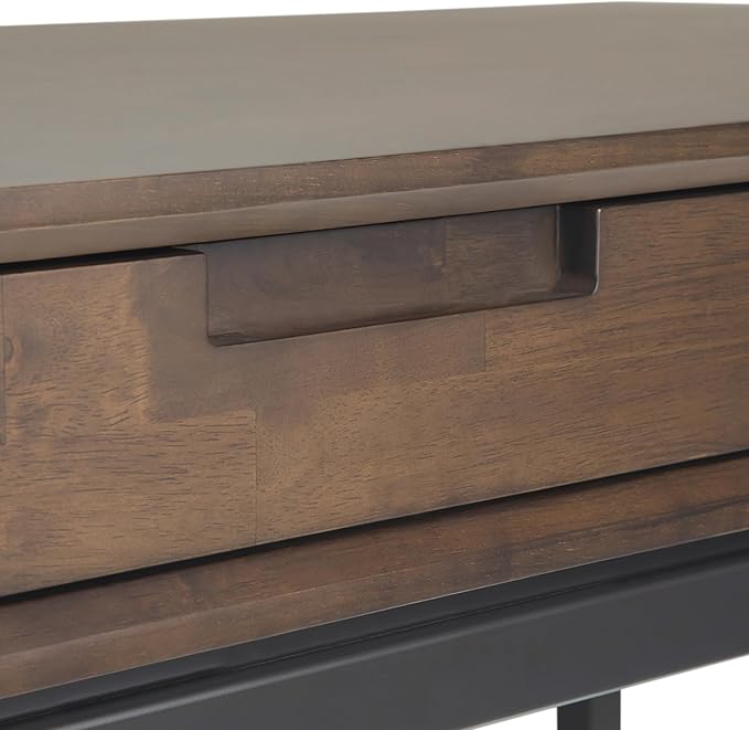 SIMPLIHOME Banting Desk - 60 Inch Wide Solid Hardwood and Metal Writing Desk in Walnut Brown, Modern Industrial Home Office Computer Table for Study with 2 Drawers and Flip-Down Keyboard Tray