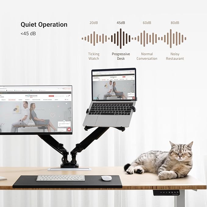 Progressive Desk Stand Up Adjustable Height Electric Standing Desk - 60"x30" Dual Motor, Computer Workstation Sit Stand Table for Home Office - Gray Oak, White Frame