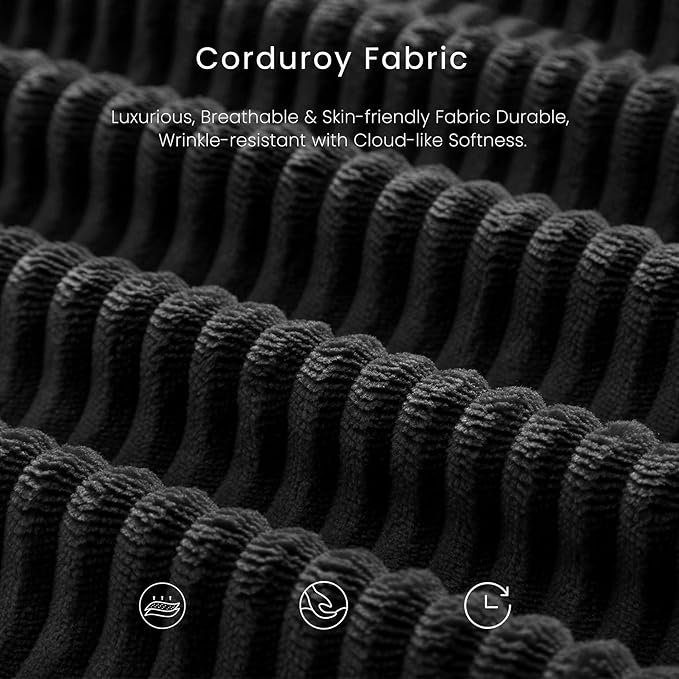 Compression Sofa - 79'' Convertible Sofa Bed, Boneless Couch in a Box, Modular Corduroy Foldable Sleeper Sofa with 2 Pillows, Loveseat Couches for Living Room (Corduroy Fabric, Black)