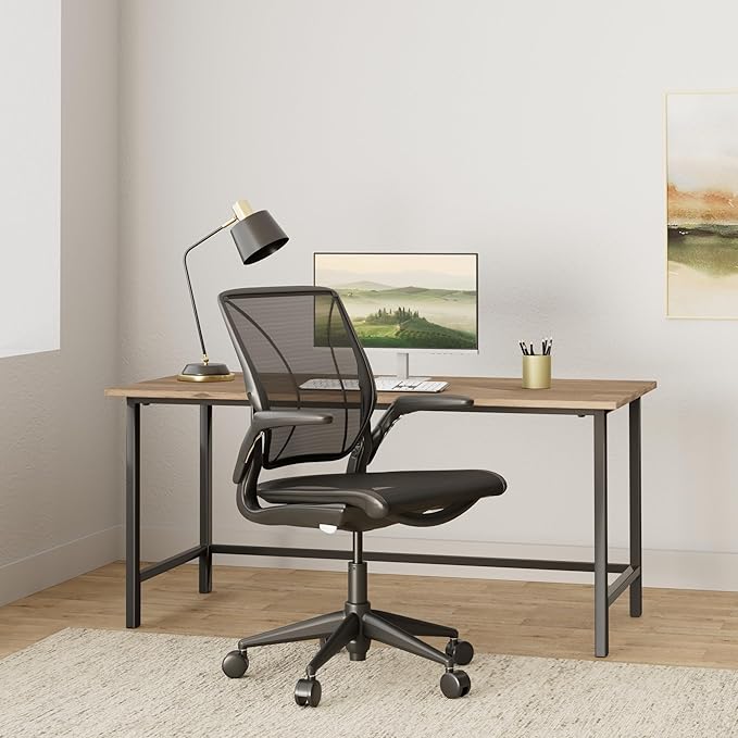 Humanscale World One Black Office Chair, Ergonomic Work Desk Chair with Built in Lumbar Support, Adjustable Computer Office Chair for All Body Types