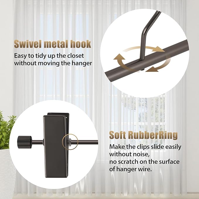 VWV 10-Pack Adjustable Women's Skirt and Pants Hangers, Durable, Space-Saving, Suitable for Jeans, Shorts, Underwear, Sports Bras (Matte Gunmetal)