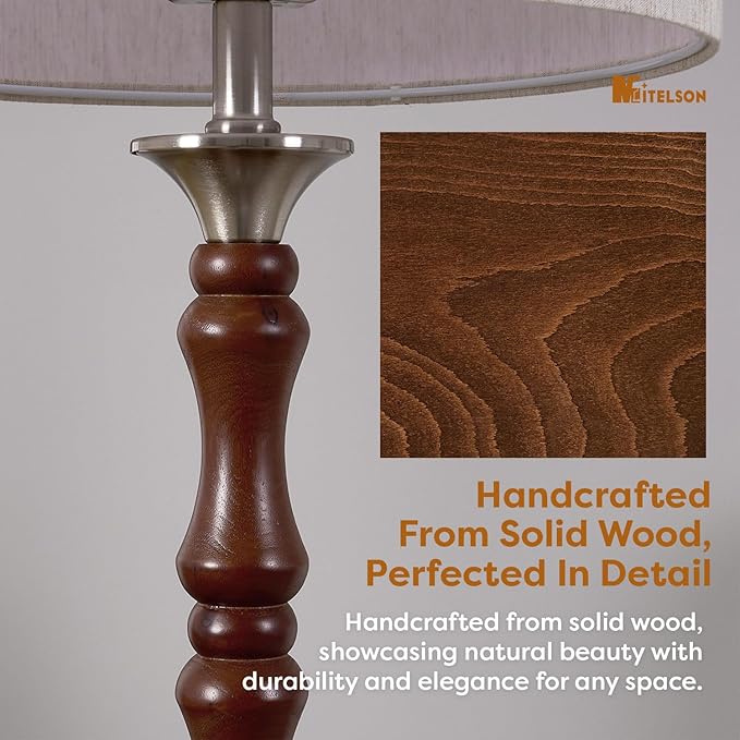 Bedside Table Lamp for Bedroom, Modern Desk Lamp with Dimmable Switch and Bulb, Minimalist Night Stand Light Lamp with Fabric Shade, Desk Reading Lamp for Kids Room Living Room Office