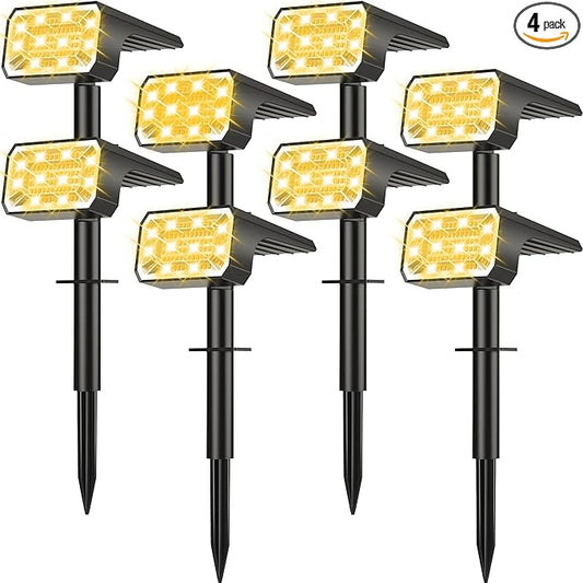 Solar Spot Lights Outdoor Waterproof IP65, [8 Pack/100 LED/4 Modes] Solar Landscape Spotlights, Auto On/Off High Lumens Spot Lights for Yard Garden Pathway(Warm White)