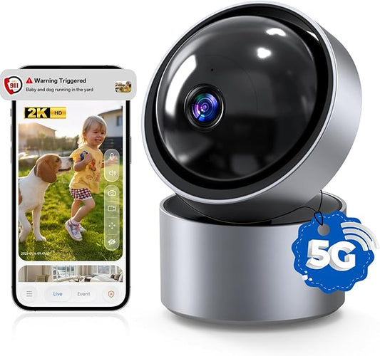 Security Camera Indoor - 5G & 2.4G WiFi 2K Smart Security Camera | U.S. Cloud |Cameras for Home Security Instant 911 Alert | Night Vision,5-Min Setup,2-Way Audio, Pan/Tilt Baby Monitor/Dog/Pet Camera