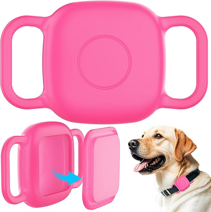 2-Pack Dog Collar Holder for Tile Life360 Mate (2024) 2022 Tracker, Waterproof Silicone Cover Full-Body Protective Case for Tile Mate Tracker Cat Collar, Ultra Durable, Scratch Resistant, Pink Punch