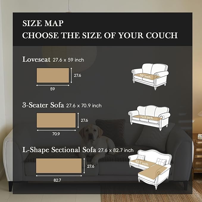 Couch Covers for 3 Cushion Couch Sofa Pet Friendly,Non-Slip Sofa Cover Washable