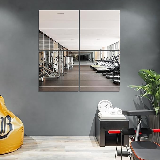 Vlush Full Length Wall & Tiles 11'' x 11'' x 4PCS Full Body Mirror, Full Length Mirror Wall Mounted Mirrors Decorative for Home Gym, Door, Bedroom & Bathroom