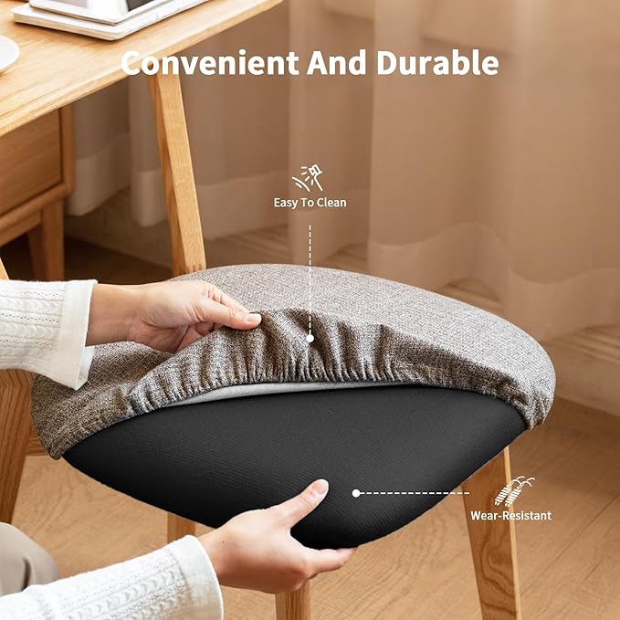 Solid Wood Dining Chairs Set of 6 - Gray Padded Upholstered,Heavy Duty Solid Oak Dining Chairs Suitable for Restaurants, Kitchens,Offices,Home or Commercial Use,400 lbs Capacity