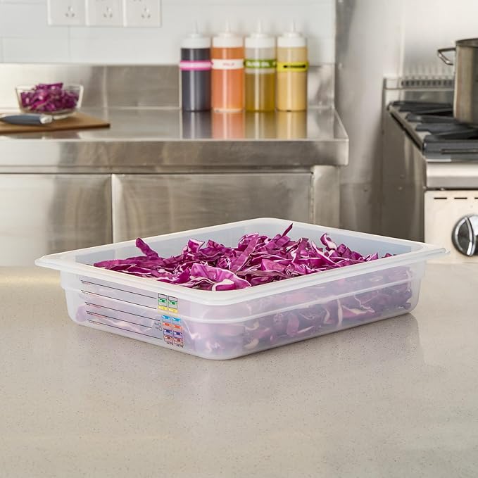 Restaurantware Food Pans Pack of 10 Plastic Rectangle Food Containers Half Size with Traceability Label, Storage Containers Dishwashable Hot Cold Friendly for Restaurants Buffet Commercial Use