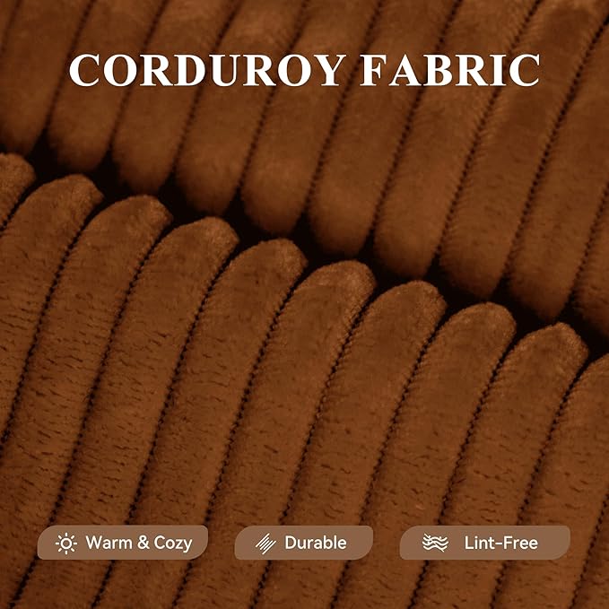 Modular Sectional Sofa with L-Shape Chaise,Cloud Sectional Modern Sleeper Couch with Deep Seat,Sponge Compression Sofas No Assembly Required(Brown-Corduroy Fabric) 1PCS