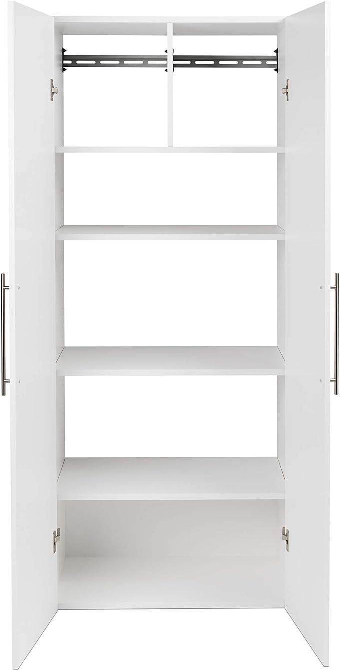 Prepac HangUps 30" Large Garage Cabinet, Bathroom Cabinet Wall Mount, Ideal for Garage, Kitchen and Laundry Organization 30" W x 72" H x 16" D, White