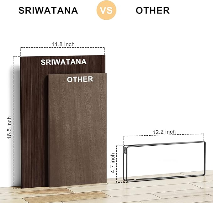 SRIWATANA Wide Floating Shelves, Rustic Wood Wall Shelves Set of 2, Wall Mounted Shelves with Large Capacity for Many Rooms Decor, Dark Walnut