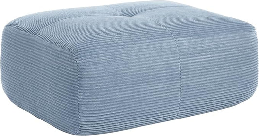 Blue Ottoman for Modular Sectional Sofa, Corduroy Deep Seat for Oversized Compressed Boneless Sectional Couches for Living Room Bedroom Apartment, Cloud Sofa Couch, Memory Foam, No Assembly