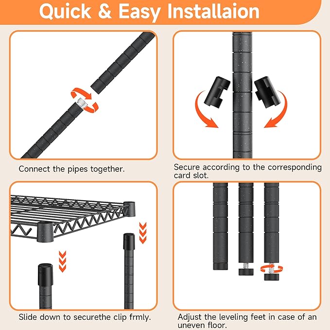 Stand Shelf Wire Rust-Proof Outdoor Storage Shelving 4-Tier Utility Shelving Unit for Garden Home,Kitchen,Office Dark Grey 17.7" D x 47.3" W x 59.4" H