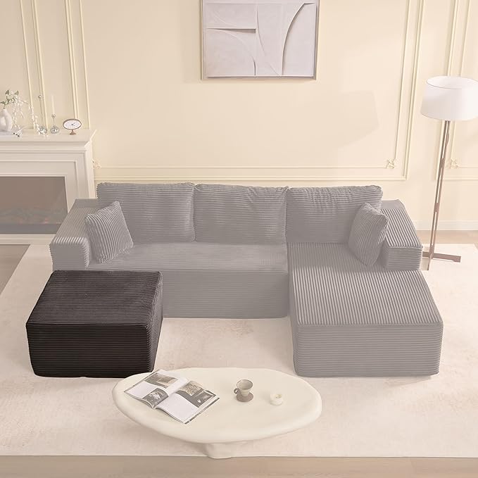 Cozy Square Ottoman, Comfortable Seating, No Assembly Required, Gray