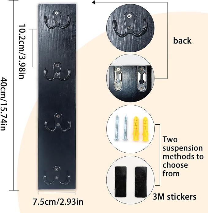 Vertical Key Holder Wall Mount - Stylish Home Decor for Entryway, Space-Saving Hook Rack & Organizer for Keys, Wallets, and More - Ideal for Small Spaces & Versatile Storage Solutions