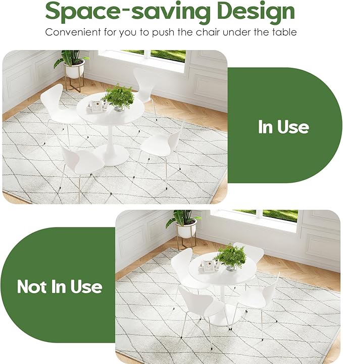 Stary 31.5" Small Round Dining Tulip Table Seats Up to 2-4 People,Wood Tabletop with Metal Pedestal Base