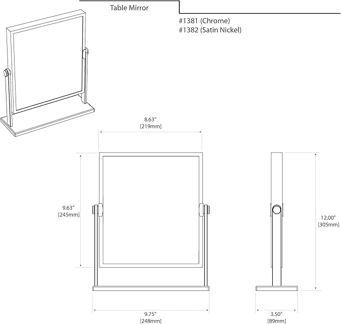 Gatco 1382 Elegant Table Mirror 9.75" W x 12" H