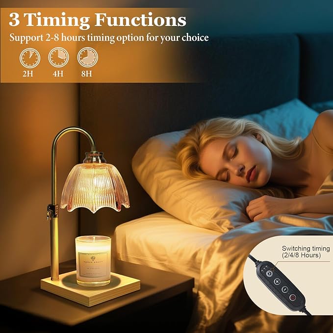 Candle Warmer Lamp with Timer Dimmable, Birthday Gifts for Women Mom, House Warming Gifts New Home Decor, Wax Melt Warmer for Jar Candles with 2 Bulbs