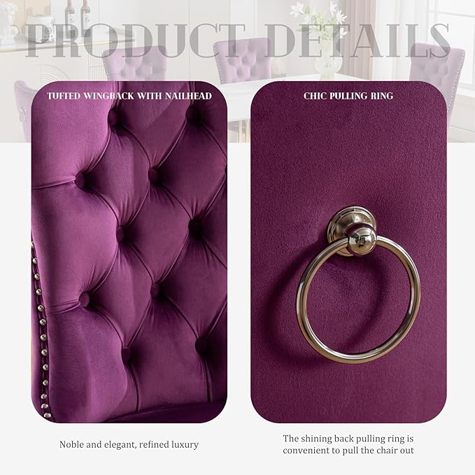 SoarFlash Kitchen Table and Chairs for 2, 24" Dining Table Set for 2 with Velvet Upholstered Chairs, 3 Piece Round Kitchen Table Set, Dining Room Table Set for Small Space, Apartment