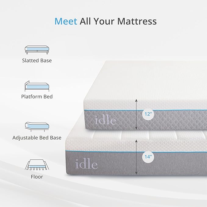 EGOHOME 12 Inch Queen Mattress in a Box, Gel Infused Memory Foam Mattress with Cooling Cover, Medium Firm for Back Pain Relief, Foam Made in USA, Fiberglass Free, CertiPUR-US Certified, 60”x80”x12”