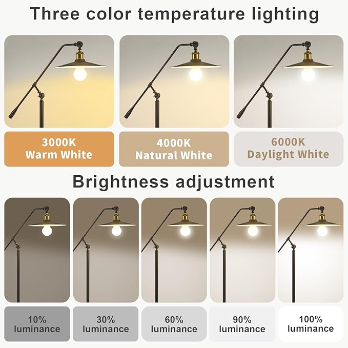 Swing Arm Floor Lamp with Smart Remote Control and Bluetooth Dimming,Living Room Corner Bedroom Office Library Farmhouse Reading Standing Lights, Bright Adjustable Black Rustic Industrial Home Decor