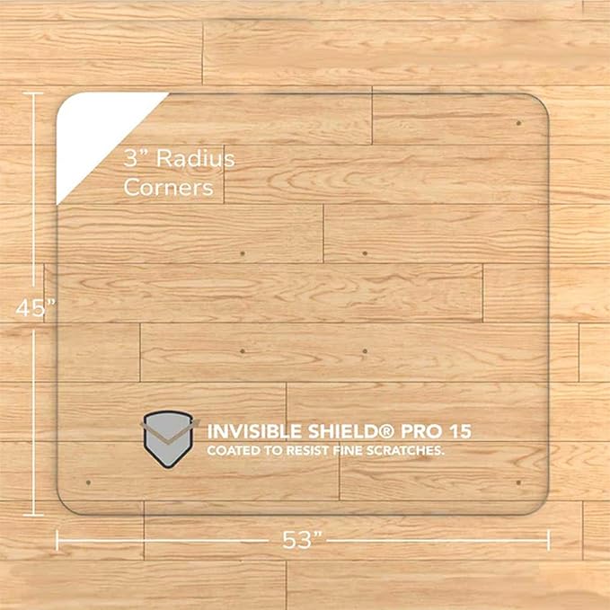 Vitrazza Glass Chair Mat 45” x 53” Superior ¼ Thick, Luminoso Low-Iron Ultra Clear, Certified Tempered Safety Glass, Delivers a Smooth Glide, Protects Carpet or Wood, Beautiful in Home or Office.