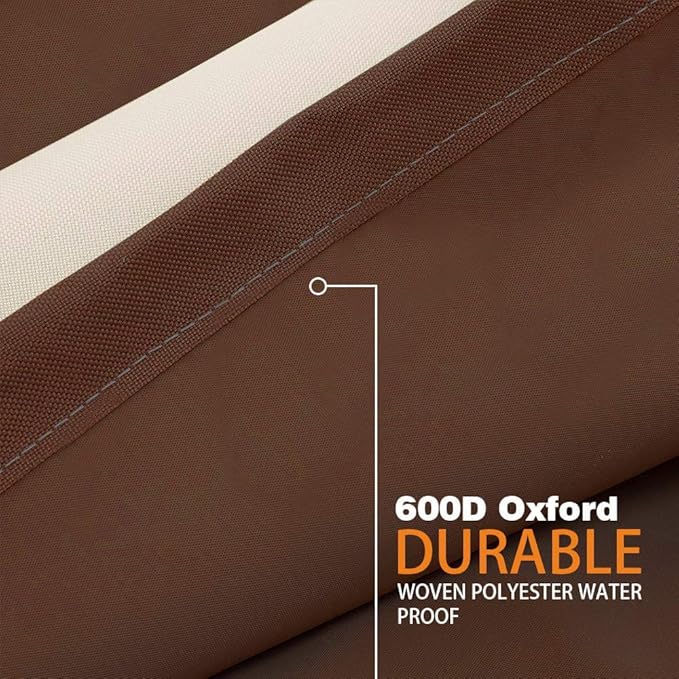 Vailge Waterproof Patio Furniture Set Cover with Padded Handles, Patio/Outdoor Table Cover, Patio/Outdoor Dining Rectangular Table Chairs Cover Small,Beige & Brown