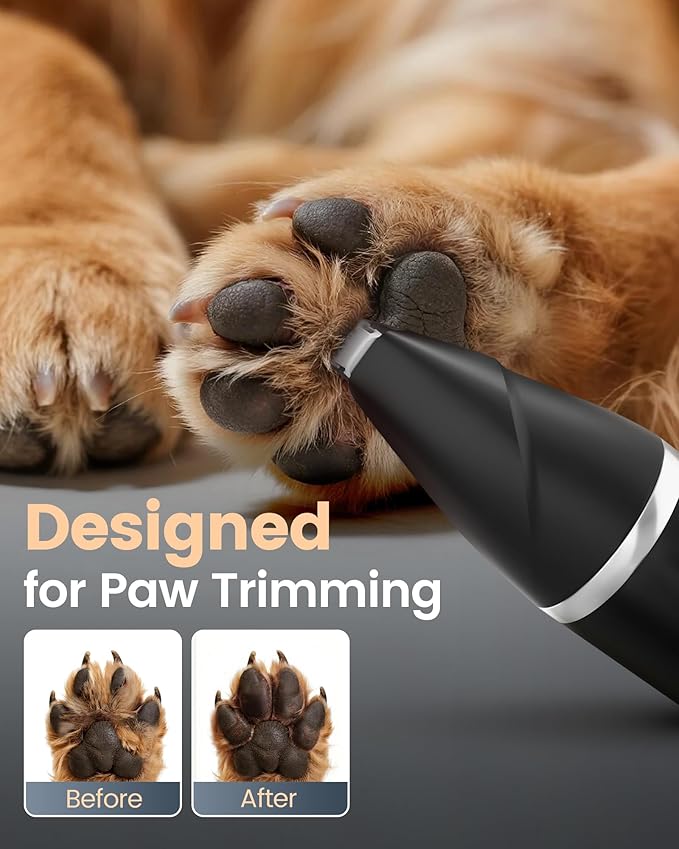 4 in 1 Dog Clippers for Grooming Thick Hair, 2000mAh Heavy Duty Dog Grooming Kit, 2-Speed Low Noise Dog Paw Trimmer with Nail Grinder for Body, Paws, Nail, Face, Ears, Legs