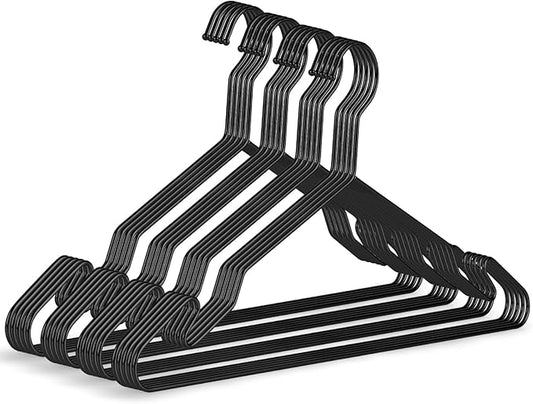 Black Aluminum Hangers, 16.5 Inch Smooth and Durable Metal Shirt Dress Hanger, Lightweight and Sturdy Metal Hanger for Suit Jackets and Casual Pants (20 Pack) (Black, Black-20P)