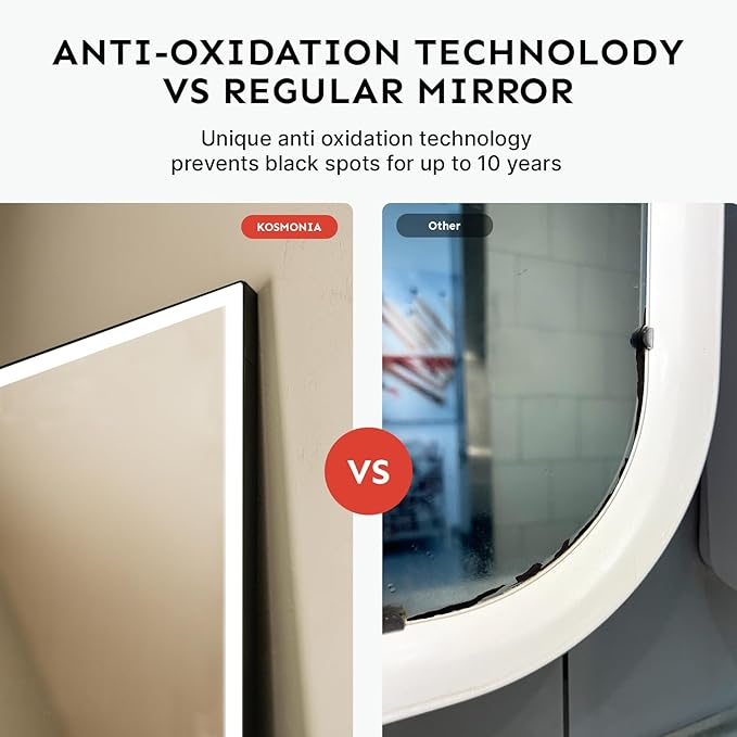 Kosmonia 58"x18" Full Length LED Mirror with Lights, 3 Color Modes & Dimmable Brightness, Wall Mount/Standing/Lean-On Floor Mirror for Bedroom, Vanity, Dressing Room