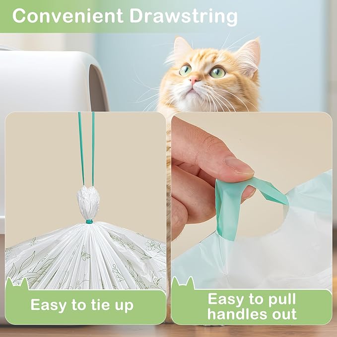 Bienbee Litter Box Liners, 30 Pack 36" x 19" Large Size Cat Litter Bags Extra Thick Cat Box Liners Easy Cleanup Tear Resistant Heavy Duty Cats Litters Pan Liner with Drawstring Pet Cats Supplies