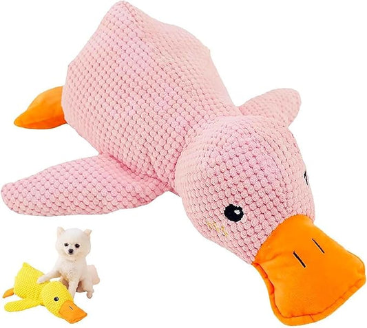 2024 New Calming Duck Dog Toy, Emotional Support, Yellow, Plush, Interactive for Boredom, Dog Companion, Large 17.7*15in (C-Pink)